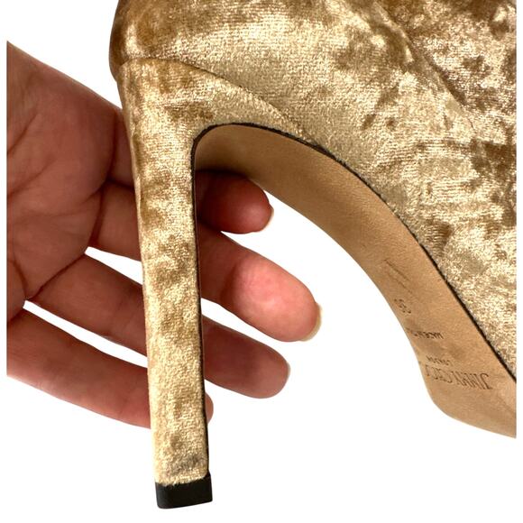 Jimmy Choo Louella 90 Velvet Sock Booties Golden Tan IT 36 US 6 - Picture 13 of 15